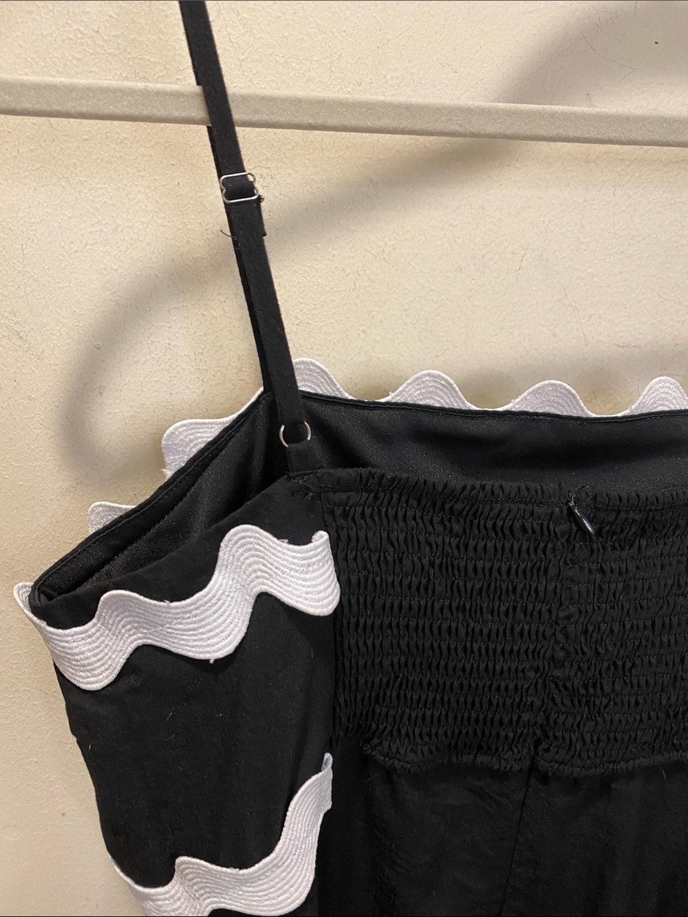 KIRUNDO  Black Dress with White Ric Rac Trim Spaguetti Straps Sz L - Picture 7 of 10